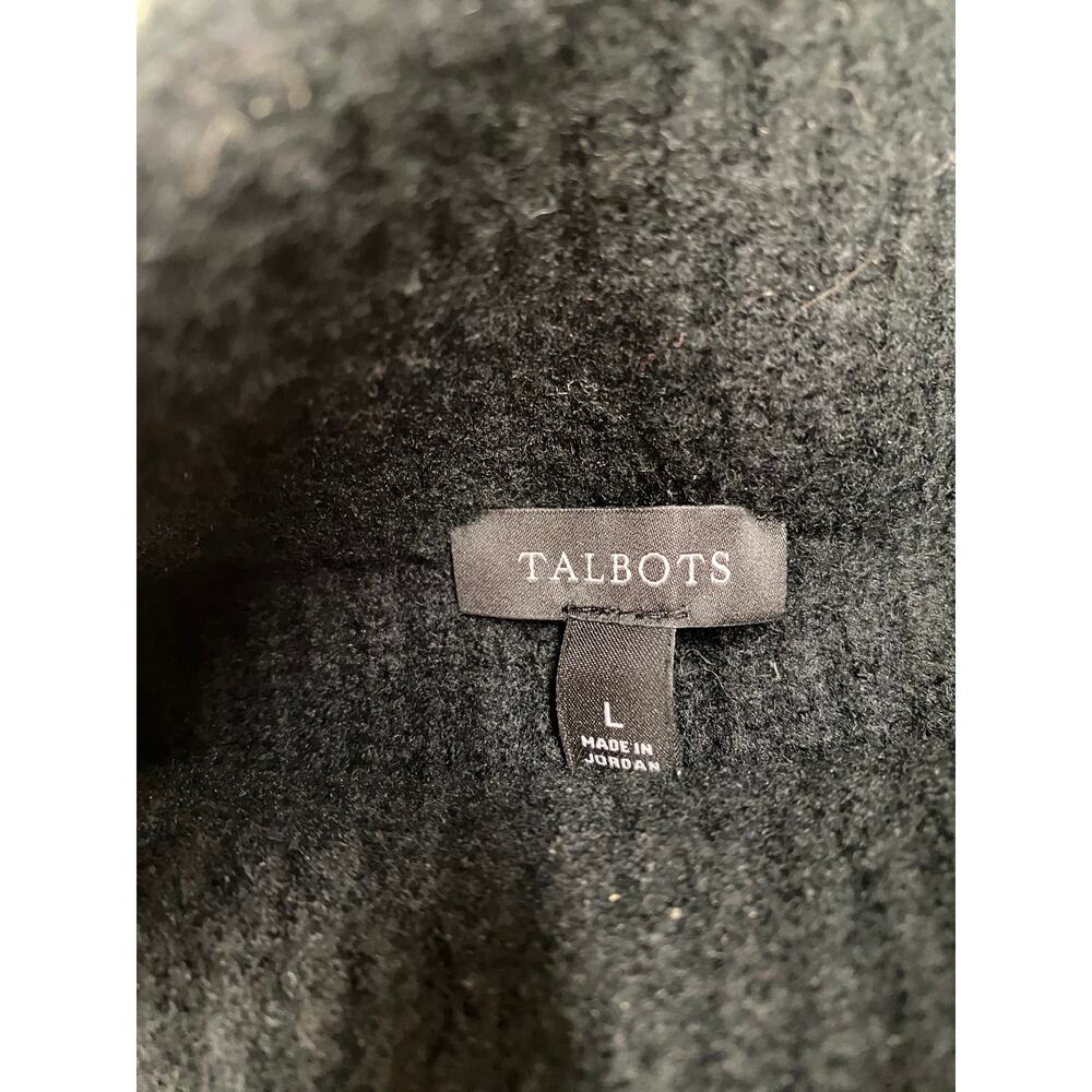 Talbots Womens Long Sleeve. Mock Neck Fuzzy Gray Black Striped Sweater, Large - Picture 3 of 6